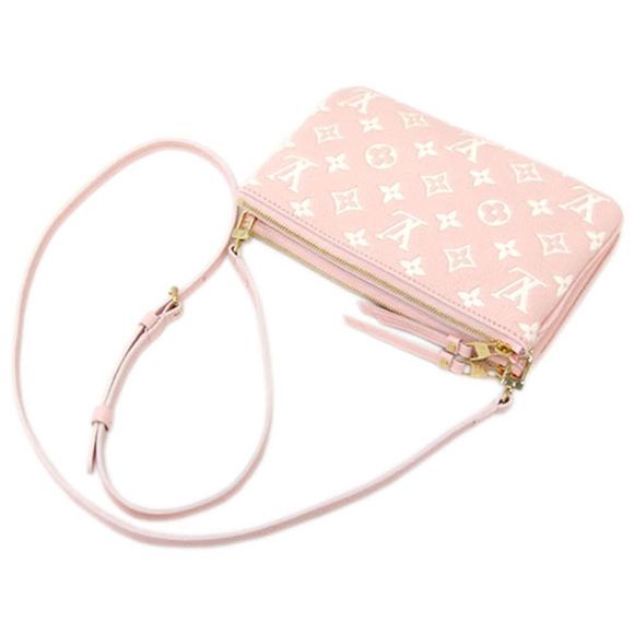 Bag Monogram Implant Pochette Double Zip Rose Candy Pink Shoulder Pouch Clutch - Picture 2 of 9